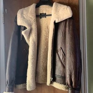 Leather bomber winter jacket